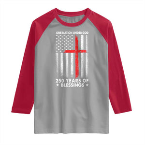 One Nation Under God Raglan Shirt USA 250th Anniversary Patriotic Christian One Nation Under God TS10 Sport Gray Red Print Your Wear