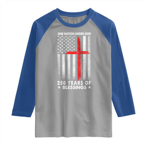 One Nation Under God Raglan Shirt USA 250th Anniversary Patriotic Christian One Nation Under God TS10 Sport Gray Royal Print Your Wear