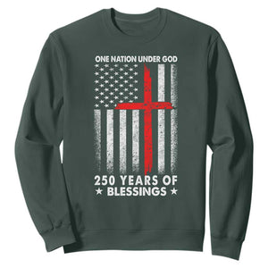 One Nation Under God Sweatshirt USA 250th Anniversary Patriotic Christian One Nation Under God TS10 Dark Forest Green Print Your Wear