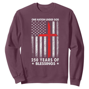One Nation Under God Sweatshirt USA 250th Anniversary Patriotic Christian One Nation Under God TS10 Maroon Print Your Wear