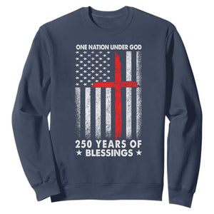 One Nation Under God Sweatshirt USA 250th Anniversary Patriotic Christian One Nation Under God TS10 Navy Print Your Wear