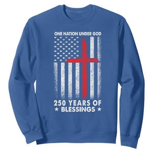One Nation Under God Sweatshirt USA 250th Anniversary Patriotic Christian One Nation Under God TS10 Royal Blue Print Your Wear