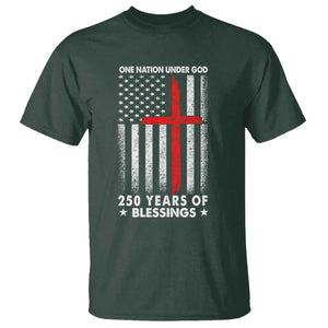 One Nation Under God T Shirt USA 250th Anniversary Patriotic Christian One Nation Under God TS10 Dark Forest Green Print Your Wear