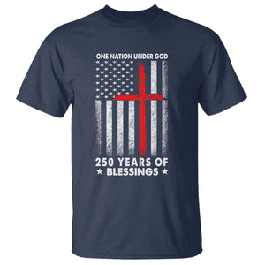 One Nation Under God T Shirt USA 250th Anniversary Patriotic Christian One Nation Under God TS10 Navy Print Your Wear