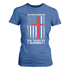 One Nation Under God T Shirt For Women USA 250th Anniversary Patriotic Christian One Nation Under God TS10 Royal Blue Print Your Wear
