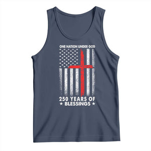 One Nation Under God Tank Top USA 250th Anniversary Patriotic Christian One Nation Under God TS10 Navy Print Your Wear