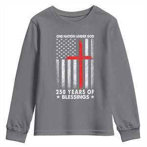 One Nation Under God Youth Sweatshirt USA 250th Anniversary Patriotic Christian One Nation Under God TS10 Charcoal Print Your Wear