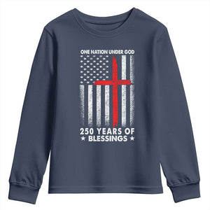 One Nation Under God Youth Sweatshirt USA 250th Anniversary Patriotic Christian One Nation Under God TS10 Navy Print Your Wear