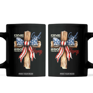 250 Years America Coffee Mug Coquette Bow Cross American 4th Of July 250th Anniversary TS10 Black Print Your Wear