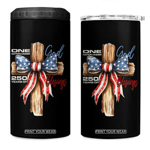 250 Years America 4 in 1 Can Cooler Tumbler Coquette Bow Cross American 4th Of July 250th Anniversary TS10 One Size: 16 oz Black Print Your Wear