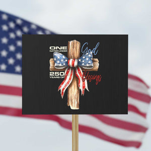 250 Years America Protest Sign Coquette Bow Cross American 4th Of July 250th Anniversary TS10 Horizontal 18" × 24" Black Print Your Wear