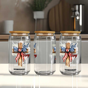 250 Years America Glass Can Coquette Bow Cross American 4th Of July 250th Anniversary TS10 Print Your Wear