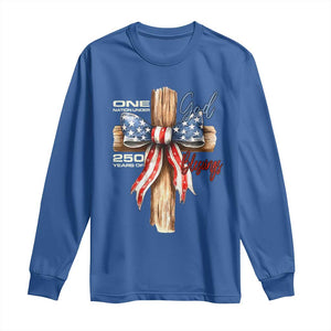 250 Years America Long Sleeve Shirt Coquette Bow Cross American 4th Of July 250th Anniversary TS10 Royal Blue Print Your Wear