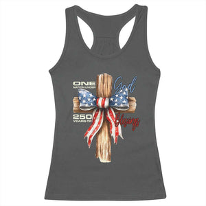250 Years America Racerback Tank Top Coquette Bow Cross American 4th Of July 250th Anniversary TS10 Dark Heather Print Your Wear