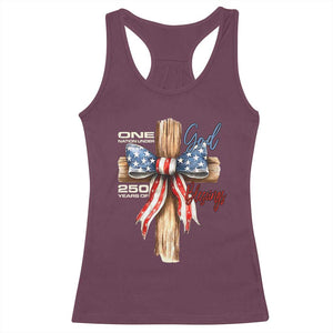 250 Years America Racerback Tank Top Coquette Bow Cross American 4th Of July 250th Anniversary TS10 Maroon Print Your Wear