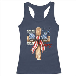 250 Years America Racerback Tank Top Coquette Bow Cross American 4th Of July 250th Anniversary TS10 Navy Print Your Wear