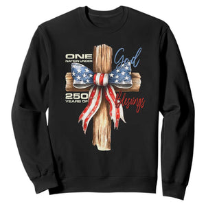 250 Years America Sweatshirt Coquette Bow Cross American 4th Of July 250th Anniversary TS10 Black Print Your Wear