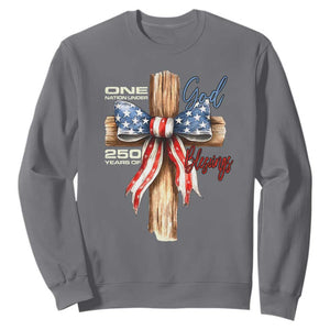 250 Years America Sweatshirt Coquette Bow Cross American 4th Of July 250th Anniversary TS10 Charcoal Print Your Wear