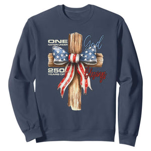 250 Years America Sweatshirt Coquette Bow Cross American 4th Of July 250th Anniversary TS10 Navy Print Your Wear