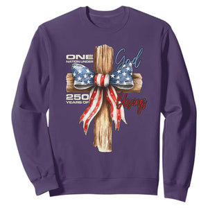 250 Years America Sweatshirt Coquette Bow Cross American 4th Of July 250th Anniversary TS10 Purple Print Your Wear