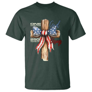 250 Years America T Shirt Coquette Bow Cross American 4th Of July 250th Anniversary TS10 Dark Forest Green Print Your Wear