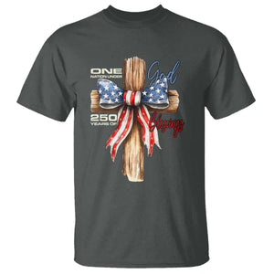 250 Years America T Shirt Coquette Bow Cross American 4th Of July 250th Anniversary TS10 Dark Heather Print Your Wear