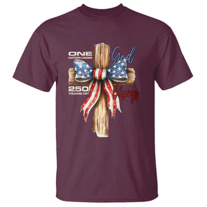 250 Years America T Shirt Coquette Bow Cross American 4th Of July 250th Anniversary TS10 Maroon Print Your Wear
