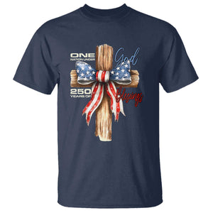 250 Years America T Shirt Coquette Bow Cross American 4th Of July 250th Anniversary TS10 Navy Print Your Wear