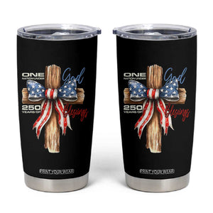 250 Years America Tumbler Cup Coquette Bow Cross American 4th Of July 250th Anniversary TS10 Black Print Your Wear