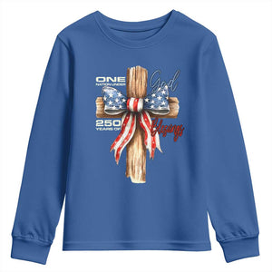 250 Years America Youth Sweatshirt Coquette Bow Cross American 4th Of July 250th Anniversary TS10 Royal Blue Print Your Wear