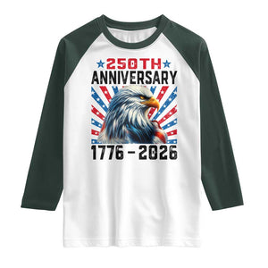 Eagle Flag America 250 Raglan Shirt 1776-2026 250th Birthday TS10 White Dark Forest Green Print Your Wear