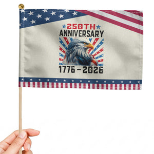 Eagle Flag America 250 Patriotic Handheld Flag 1776-2026 250th Birthday TS10 Modern 8.2" × 5.5" Beige Blue Print Your Wear