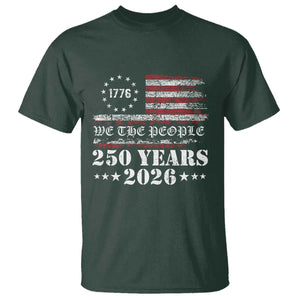 250 Years America Flag T Shirt USA 250th Anniversary Patriotic We The People 1776 2026 TS10 Dark Forest Green Print Your Wear