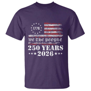 250 Years America Flag T Shirt USA 250th Anniversary Patriotic We The People 1776 2026 TS10 Purple Print Your Wear