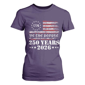 250 Years America Flag T Shirt For Women USA 250th Anniversary Patriotic We The People 1776 2026 TS10 Purple Print Your Wear