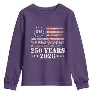 250 Years America Flag Youth Sweatshirt USA 250th Anniversary Patriotic We The People 1776 2026 TS10 Purple Print Your Wear