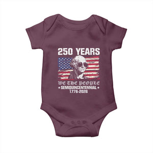 250 Years America Flag Baby Onesie George Washington 1776 2026 USA 250th Anniversary Patriotic TS10 Maroon Print Your Wear