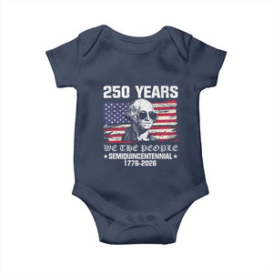 250 Years America Flag Baby Onesie George Washington 1776 2026 USA 250th Anniversary Patriotic TS10 Navy Print Your Wear