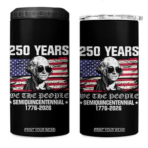 250 Years America Flag 4 in 1 Can Cooler Tumbler George Washington 1776 2026 USA 250th Anniversary Patriotic TS10 One Size: 16 oz Black Print Your Wear