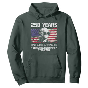 250 Years America Flag Hoodie George Washington 1776 2026 USA 250th Anniversary Patriotic TS10 Dark Forest Green Print Your Wear