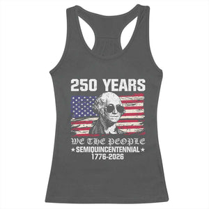 250 Years America Flag Racerback Tank Top George Washington 1776 2026 USA 250th Anniversary Patriotic TS10 Dark Heather Print Your Wear