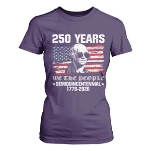 250 Years America Flag T Shirt For Women George Washington 1776 2026 USA 250th Anniversary Patriotic TS10 Purple Print Your Wear