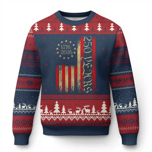 250 Years America Flag Ugly Christmas Sweater 250th Anniversary USA TS10 Navy Red Print Your Wear