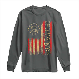 250 Years America Flag Long Sleeve Shirt 250th Anniversary USA TS10 Dark Heather Print Your Wear