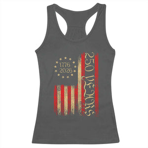 250 Years America Flag Racerback Tank Top - 250th Anniversary USA Patriotic 1776 2026 Tee TS10 Dark Heather Print Your Wear