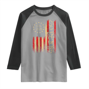 250 Years America Flag Raglan Shirt 250th Anniversary USA TS10 Sport Gray Black Print Your Wear