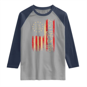 250 Years America Flag Raglan Shirt 250th Anniversary USA TS10 Sport Gray Navy Print Your Wear
