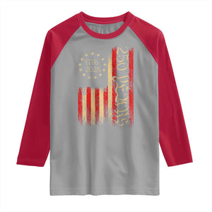 250 Years America Flag Raglan Shirt 250th Anniversary USA TS10 Sport Gray Red Print Your Wear
