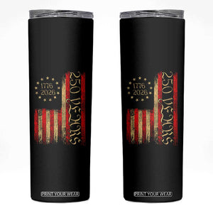 250 Years America Flag Skinny Tumbler 250th Anniversary USA TS10 Black Print Your Wear