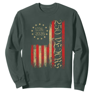 250 Years America Flag Sweatshirt 250th Anniversary USA TS10 Dark Forest Green Print Your Wear